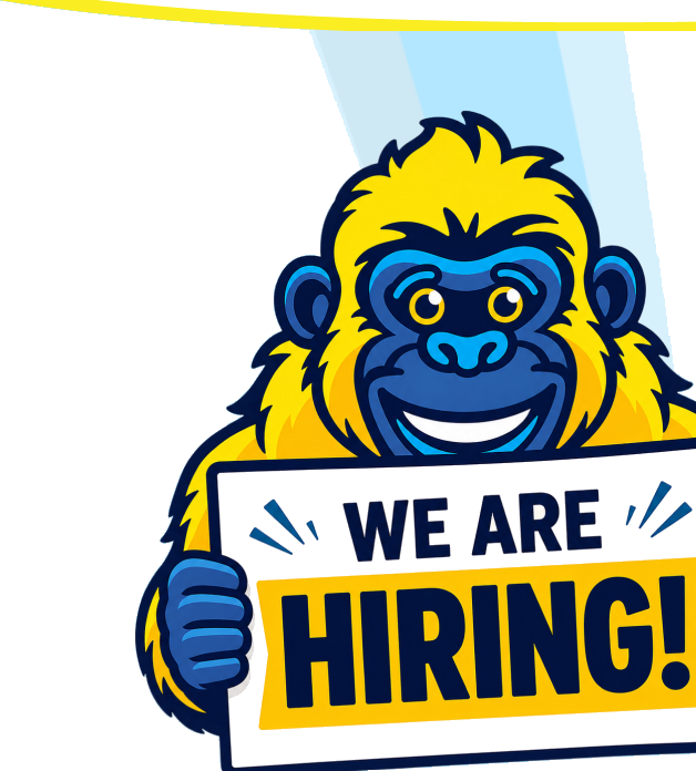 Fix-A-Leak gorilla mascot holding a We Are Hiring sign