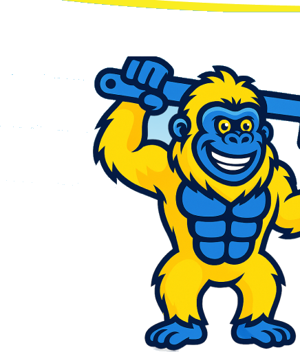 Fix-A-Leak gorilla mascot holding a wrench