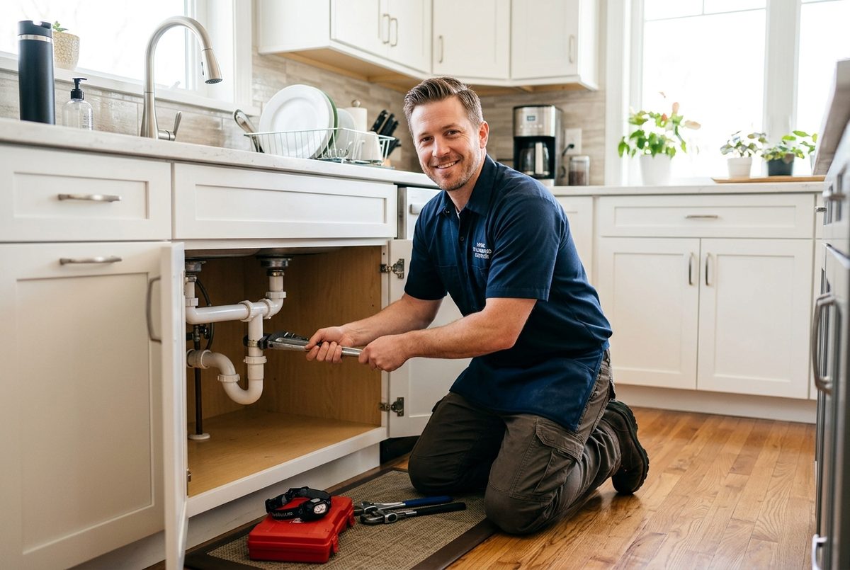 Licensed Fix-A-Leak plumber on a Long Island service call